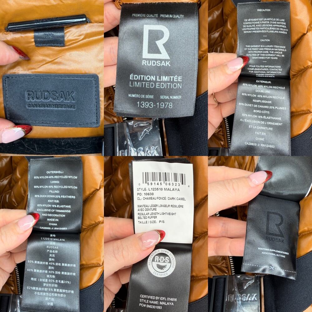 NWT Rudsak Malaya Dark Caramel Regular Length Lightweight Belted Puffer Jacket S - Picture 12 of 16